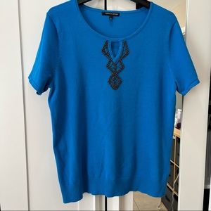 Cable & Gauge Blue Knit Top Size XL